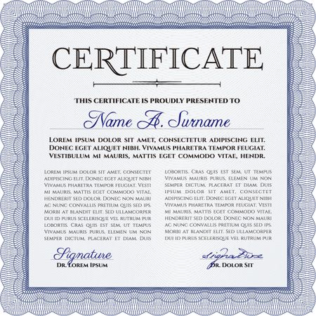 Certificate of achievement template. Excellent design. Frame certificate template Vector.With complex linear background. 