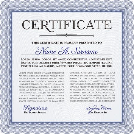 Certificate of achievement template. Excellent design. Frame certificate template Vector.With complex linear background.