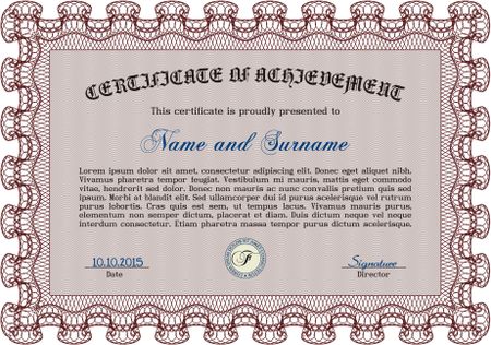 Certificate or diploma template. Vector pattern that is used in money and certificate.With background. Artistry design. 