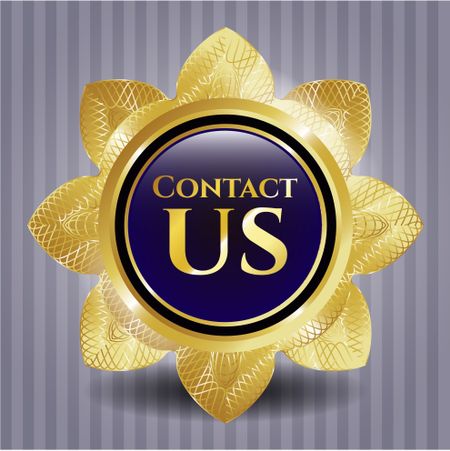 Contact us gold shiny badge