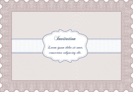 Invitation template. Border, frame.Lovely design. With great quality guilloche pattern. 