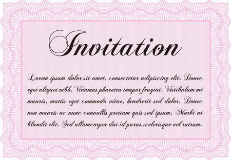 Retro invitation template. With guilloche pattern and background. Cordial design. Vector illustration.