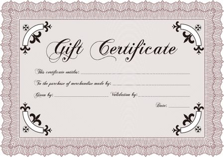 Retro Gift Certificate template. Vector illustration.Nice design. Complex background. 