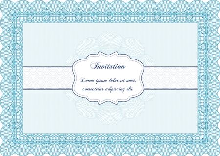 Formal invitation. Customizable, Easy to edit and change colors.With guilloche pattern and background. Cordial design. 