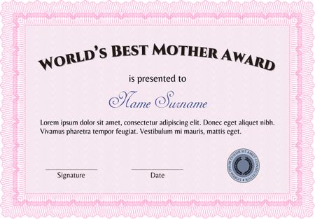 Best Mother Award. Vector illustration.Printer friendly. Retro design. 