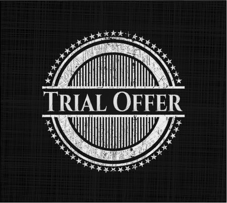 Trial Offer chalkboard emblem written on a blackboard