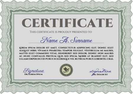Certificate or diploma template. With quality background. Superior design. Money style.