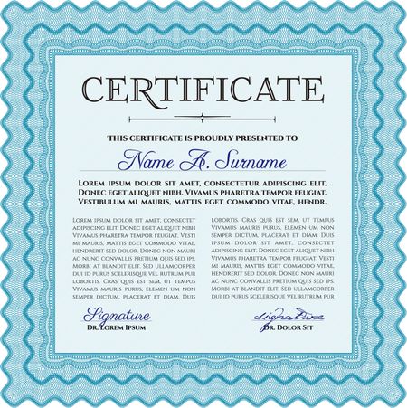 Certificate of achievement. With great quality guilloche pattern. Detailed.Superior design.