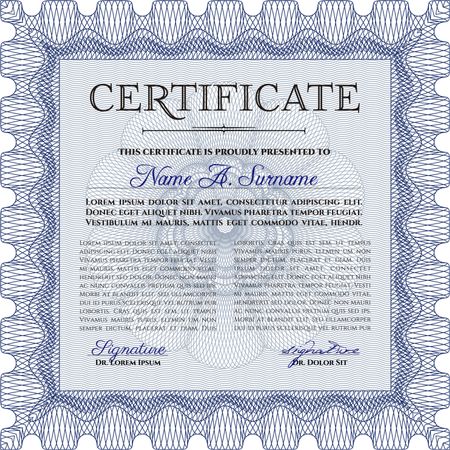 Sample Diploma. Vector certificate template.Lovely design. With complex background. 
