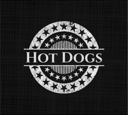 Hot Dogs chalkboard emblem on black board