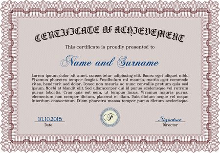 Certificate or diploma template. Easy to print. Vector pattern that is used in money and certificate.Retro design. 