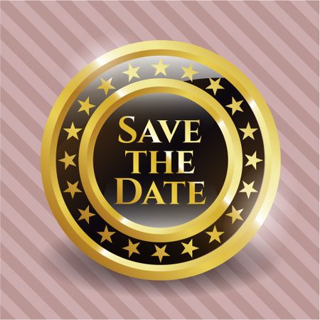 Save the Date gold shiny emblem