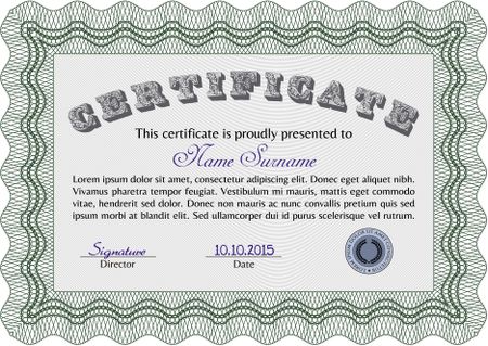 Diploma or certificate template. Lovely design. Vector certificate template.With quality background. 