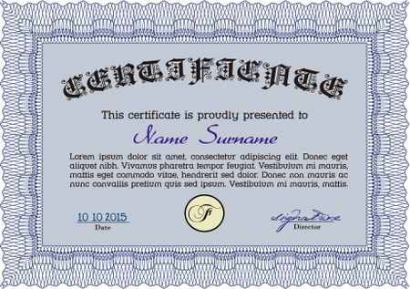 Certificate or diploma template. Easy to print. Diploma of completion. Modern design. 