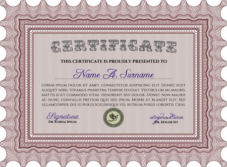 Sample certificate or diploma. Vector pattern that is used in money and certificate.Modern design.