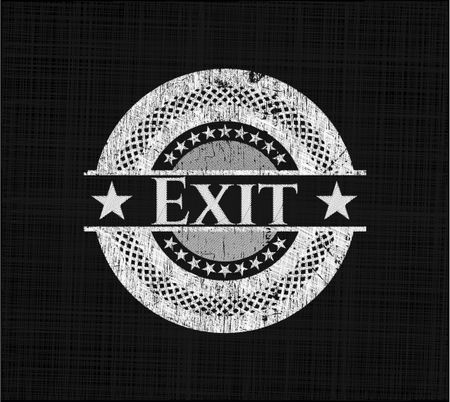 Exit chalkboard emblem on black board
