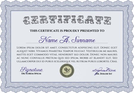 Certificate of achievement template. Superior design. Vector pattern that is used in money and certificate. With guilloche pattern and background. 