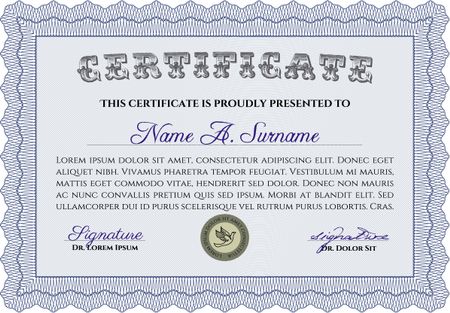 Certificate of achievement template. Superior design. Vector pattern that is used in money and certificate. With guilloche pattern and background.