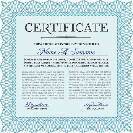 Certificate. Nice design. With complex linear background. Border, frame.
