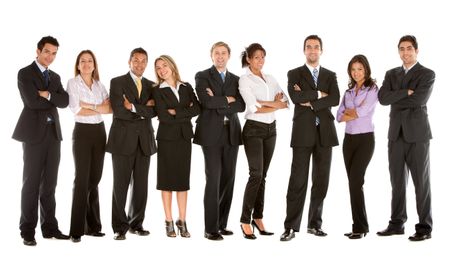Large business team isolated over a white background