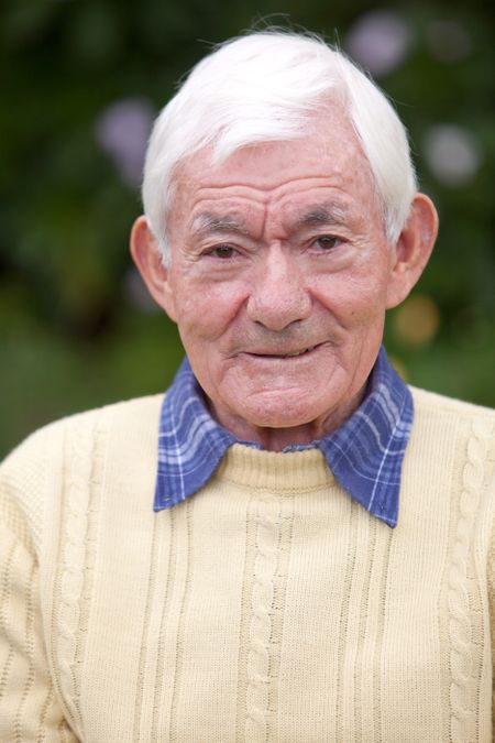 Senior man portrait smiling outdoors