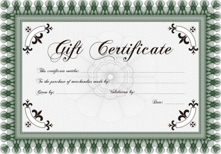 Formal Gift Certificate. Border, frame.With guilloche pattern. Elegant design. 