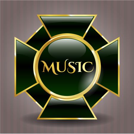 Music gold shiny badge