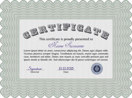 Certificate template. Complex design. With background. Vector certificate template.