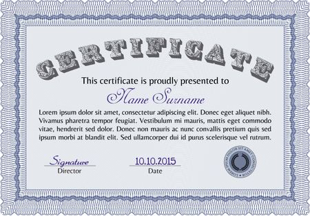Diploma or certificate template. Easy to print. Diploma of completion.Superior design. 