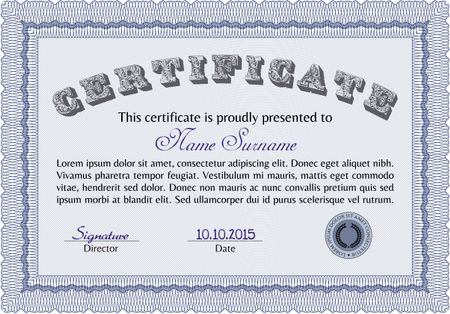 Diploma or certificate template. Easy to print. Diploma of completion.Superior design.