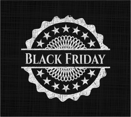 Black Friday chalkboard emblem written on a blackboard