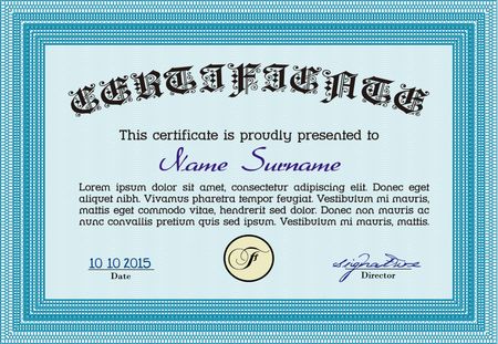 Certificate template. Excellent design. With guilloche pattern. Diploma of completion.