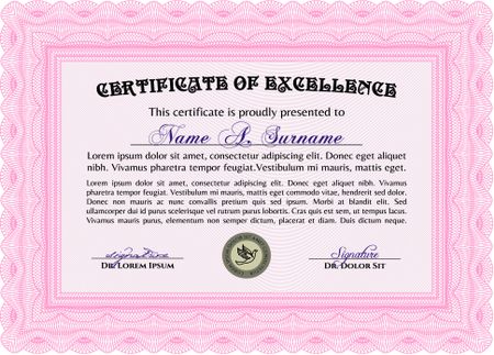 Diploma. Border, frame.Modern design. With great quality guilloche pattern. 