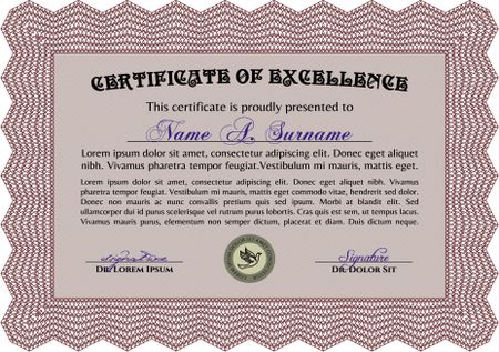 Certificate template. Superior design. Vector illustration.With complex linear background. 