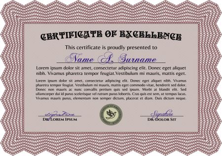 Certificate template. Superior design. Vector illustration.With complex linear background.