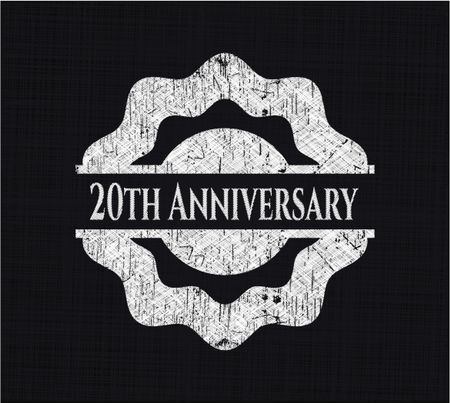 20th Anniversary chalkboard emblem on black board