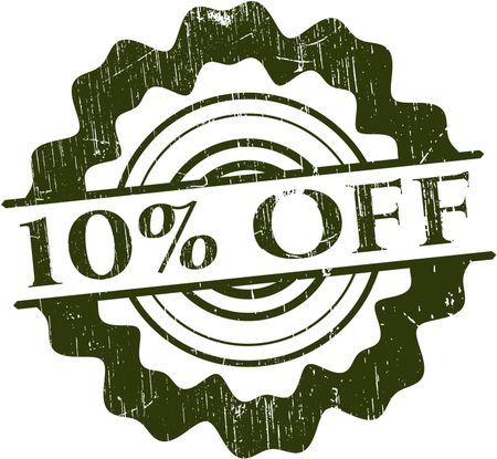 10% Off rubber grunge stamp