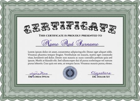 Certificate or diploma template. Detailed.Complex design. With guilloche pattern. 