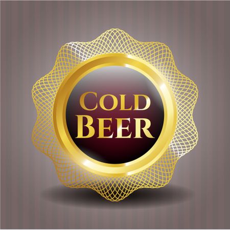 Cold Beer gold shiny badge