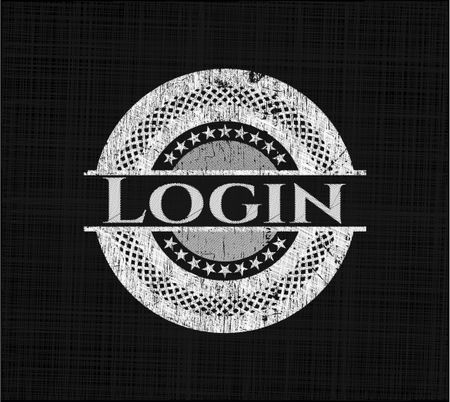 Login chalkboard emblem written on a blackboard