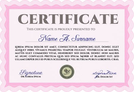 Sample Diploma. Cordial design. Customizable, Easy to edit and change colors.With complex background. 