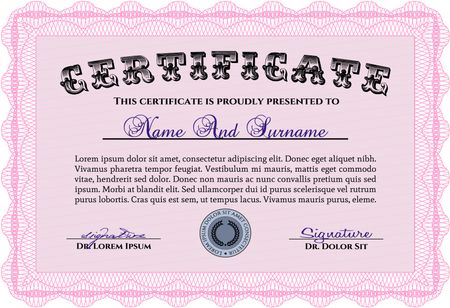 Certificate template or diploma template. Frame certificate template Vector.Retro design. With guilloche pattern. 