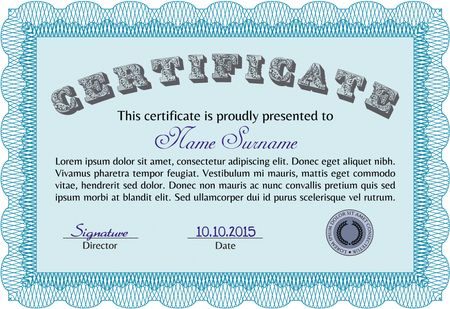 Sample Certificate. Vector pattern that is used in currency and diplomas.Sophisticated design. Printer friendly. 