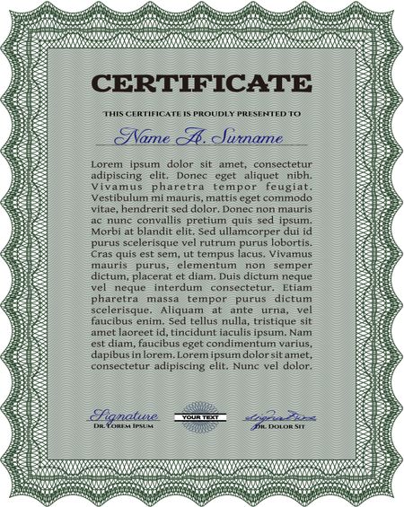 Certificate template or diploma template. Printer friendly. Artistry design. Vector pattern that is used in currency and diplomas.