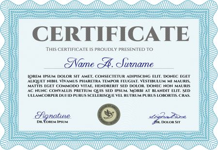 Diploma or certificate template. With complex background. Lovely design. Customization, Easy to edit and change colors.