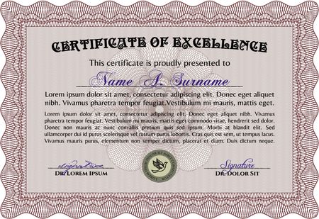 Sample Diploma. With background. Complex design. Detailed.
