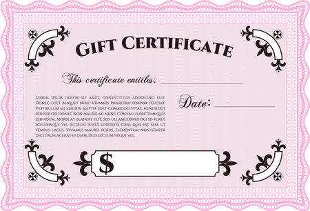 Retro Gift Certificate. Border, frame.Excellent complex design. With great quality guilloche pattern. 