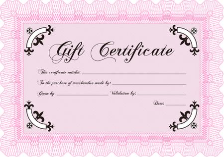 Modern gift certificate. Customization, Easy to edit and change colors.With linear background. Cordial design. 