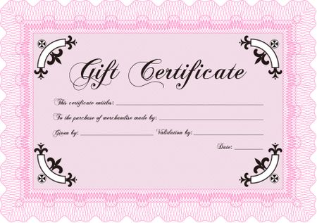 Modern gift certificate. Customization, Easy to edit and change colors.With linear background. Cordial design.