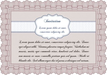 Invitation. Lovely design. Border, frame.With great quality guilloche pattern. 